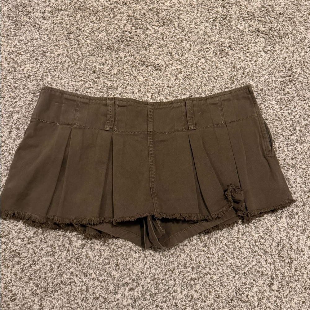 Free People Brown Pleated Skort